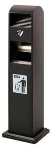 Posacenere a Colonna con Cestino 34,5x119,5x31 cm in Metallo Nero Opaco 14L per Interno Esterno