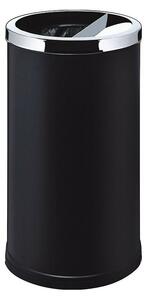 Cestino Gettacarte Posacenere Ø38,5 cm in Metallo Nero Opaco 52L per Interno Esterno