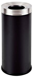 Cestino Gettacarte Ø25,8 cm in Metallo Nero Opaco 12L con Coperchio Conico