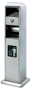 Posacenere a Colonna con Cestino 34,5x119,5x31 cm in Acciaio 14L per Interno Esterno
