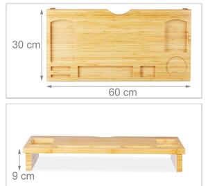 Supporto Monitor 60x30x8 cm con 7 Scompartimenti in Legno