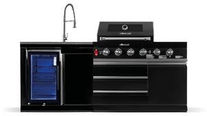 GORILLER BLACKBACK S1 Cucina da esterno con barbecue a gas a 6 fuochi, lavello e frigorifero