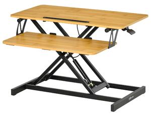 Supporto Monitor Pc da Scrivania 80x40x13,5-51 cm in Acciaio e Legno