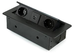 Multipresa Atom 26 Lite per Scrivania Imballo Verniciato Nero Zama e Acciaio e Tecnoplastica Emuca