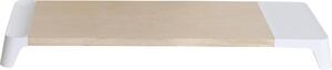 Supporto Monitor da Scrivania 56x20x5,7 cm con Base di Ricarica Wireless in MDF e Plastica Bianco