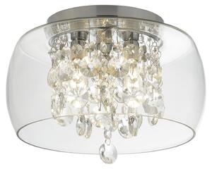 Plafoniera Classica Curva Acciaio Cromo Vetro Trasparente 3 Luci G9