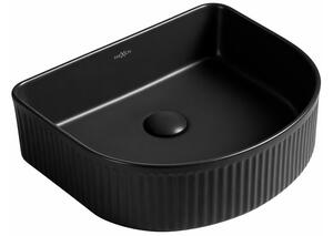 Mexen Grovo lavabo da appoggio scanalato 40 x 35 cm, nero opaco - 22304085