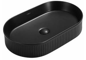 Mexen Grovo lavabo da appoggio scanalato 49 x 31 cm, nero opaco - 22304985