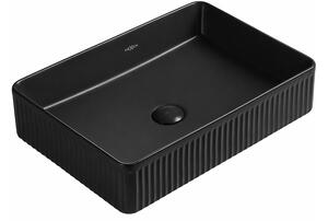 Mexen Grovo lavello da appoggio scanalato 50 x 34 cm, nero opaco - 22305085