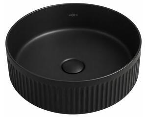 Mexen Grovo lavabo da appoggio scanalato 35 x 35 cm, nero opaco - 22303585