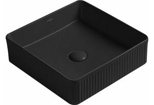 Mexen Grovo lavabo da appoggio scanalato 37 x 37 cm, nero opaco - 22303785