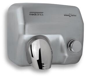 Asciugamani Elettrico Aria Calda a Pulsante in Acciaio Satinato Mediclinics Saniflow E05Cs