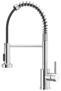 Miscelatore da cucina - Alta pressione - Doccetta estraibile - Cromo lucido - Girevole 360° - 2 tipi di getto