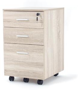 Cassettiera con Ruote 3 Cassetti in Mdf Chest Rovere