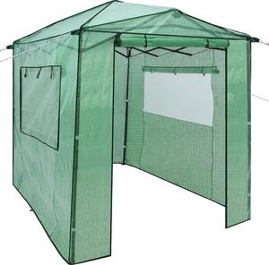 Serra, serra in plastica con 2 finestre avvolgibili e 2 porte avvolgibili, serra per la coltivazione con telaio in metallo e rete in PE, serra per fiori, ortaggi e frutta, 250 × 180 × 210-230 cm