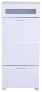 Cassettiera per Archiviazione con 4 Cassetti in Legno Bianco 50x40x116,5 cm