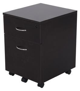 Cassettiera Portadocumenti da Ufficio in Legno 2 Cassetti per A4 Chiusura di Sicurezza Nera