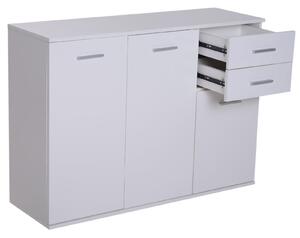 Armadietto con 3 Ante e 2 Cassetti in Legno Truciolato Bianco 106x35x76 cm