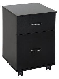 Cassettiera a Rotelle da Ufficio Salvaspazio in Legno Nero 41x39x58 cm
