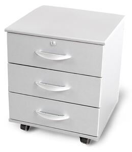 Cassettiera 3 Cassetti 45,5x40x61 cm con Ruote in MDF e PVC Bianca