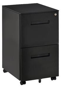 Cassettiera Schedario 2 Cassetti da Ufficio 39x48x67 cm in Acciaio Nero
