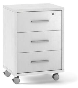 Cassettiera 3 Cassetti su Ruote 51x71x41 cm Ossido Bianco