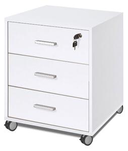 Cassettiera 3 Cassetti su Ruote 50x70x41 cm Bianco Fiammato