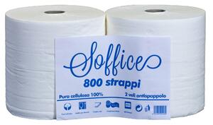 Set 2 Rotoli Carta Asciugamani 2 Veli Monouso 800 Strappi Bauer Soffice