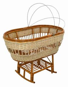 Culla in Rattan con Dondolo e Ruote 100x58cm Morgana Naturale e Miele