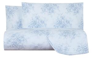 Copripiumino Con Federe In Percalle Dafne 255X205 + 2 Federe50X80 Bellora Floreale Azzurro Caleffi