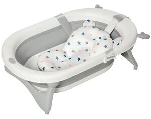 Vaschetta Bagnetto Pieghevole per Bambini 81,5x50,5x23,5 cm 0-3 Anni Grigio Bianco