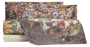 Completo Copripiumino In Raso Di Cotone Painted Garden Matrimoniale - 255X255 175X205 + 2 Federe 50X80 Mirabello Floreale Autunno Caleffi