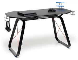 Scrivania Gaming 145x65x89 cm con Accessori Portaoggetti in Legno Nero
