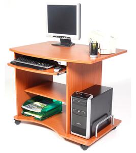 Scrivania Porta Pc 90x55xH76cm in Legno con Portatastiera Smart Ciliegio