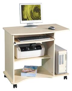 Scrivania Porta Pc 90x55xH77cm in Legno con Portatastiera Smart Acero