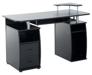Scrivania da Ufficio Porta PC con Ripiani Tastiera Nero 120x55x85 cm