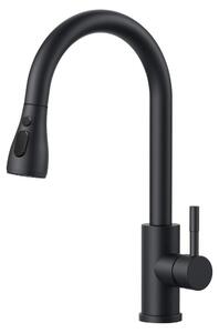 Rubinetto da cucina - Miscelatore estraibile - Acciaio inossidabile - Nero - Girevole a 360°