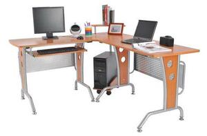 Scrivania da Ufficio ad Angolo Porta PC in Legno Marrone