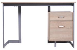 Scrivania con 2 Cassetti in Legno e Acciaio 120x58x76 cm