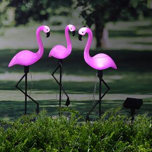 Figura da giardino design fenicottero a spina solare set di 3 altezza 52 cm LED sensore SOLARE NUOVO