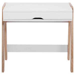 Scrivania da Ufficio Salvaspazio con Piano Ribaltabile in Legno Bianco 85x55x75 cm