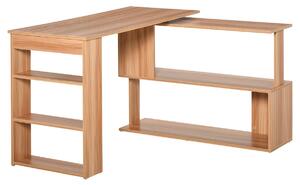 Scrivania Angolare Multiposizione con 5 Ripiani Legno 120x110x74,5 cm