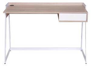 Scrivania da Ufficio con Cassetto in Legno e Acciaio Bianco e Rovere 120x60x80 cm