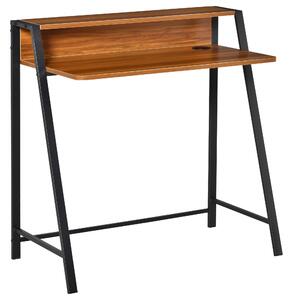 Scrivania da Ufficio con Ripiano Portaoggetti in Legno Noce 84x45x85 cm