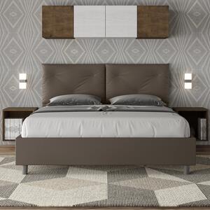 Letto Tessuto Cappuccino con Testata Rettangolare – Giroletto, Contenitore o con Rete | PIA 80x190 Singolo standard / Senza Rete