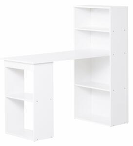 Scrivania da Ufficio con Libreria in Legno Bianco 120x55x120 cm
