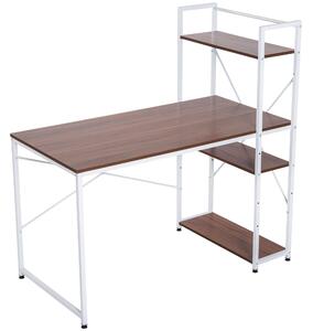 Scrivania da Ufficio con Scaffalatura Noce e Bianco 120x64x121 cm