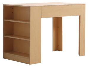Scrivania da Ufficio Multifunzionale con 3 Ripiani in Legno Naturale 100x60x75 cm