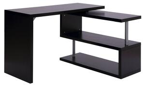 Scrivania da Ufficio Angolare per Computer con Scaffali in Legno Nero 120x106x75 cm