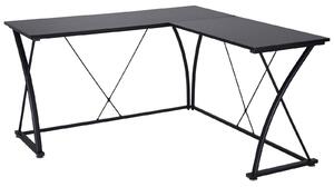 Scrivania da Ufficio ad Angolo in Metallo e MDF 142x142x76 cm Nera